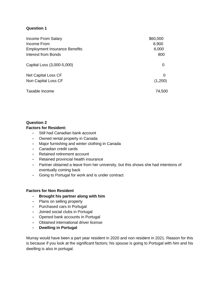 Residency and Taxation Considerations in Canada