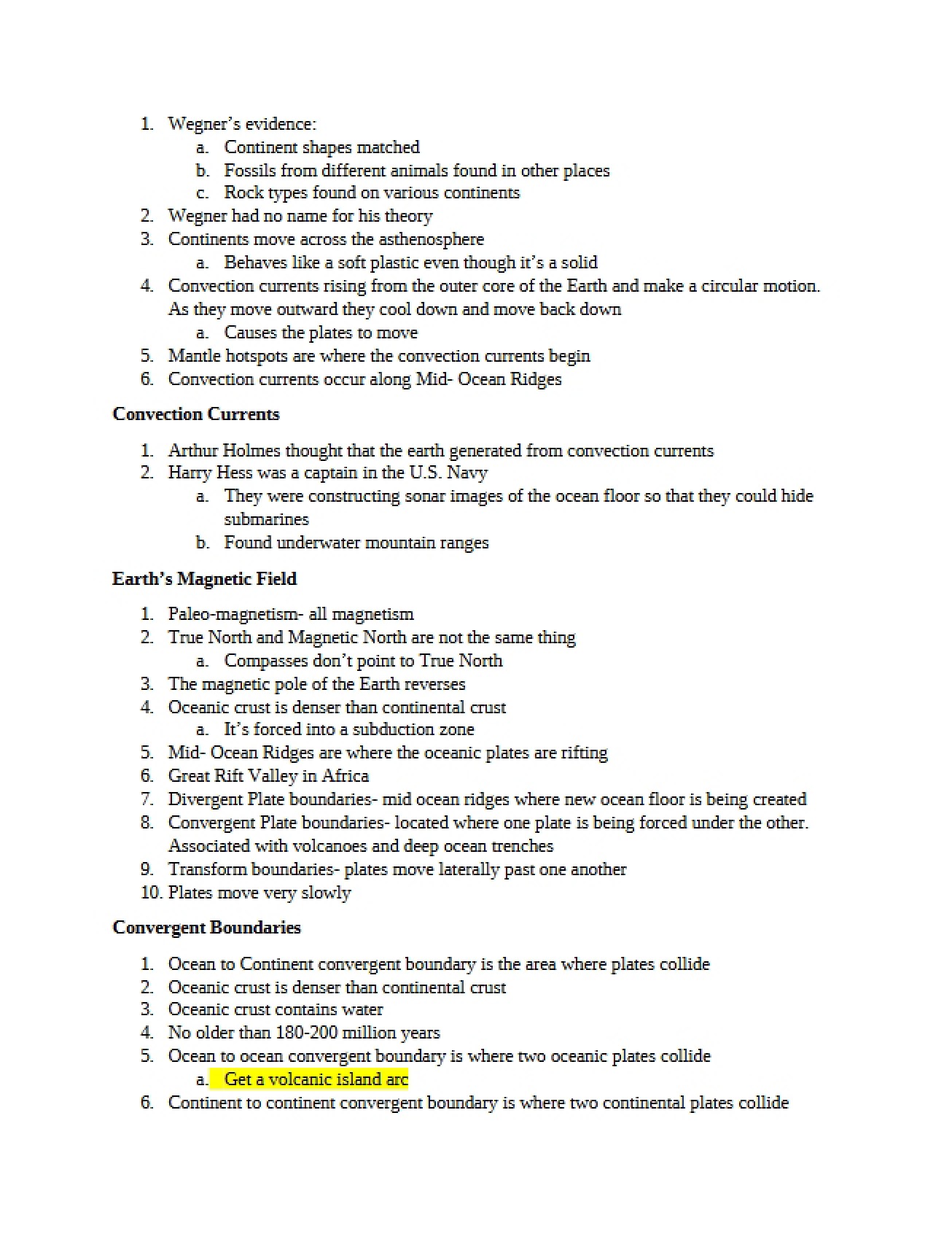 Physical Geology Class Notes