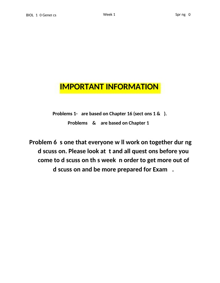 Genetics Problem Set - Week 13, Spring 2023