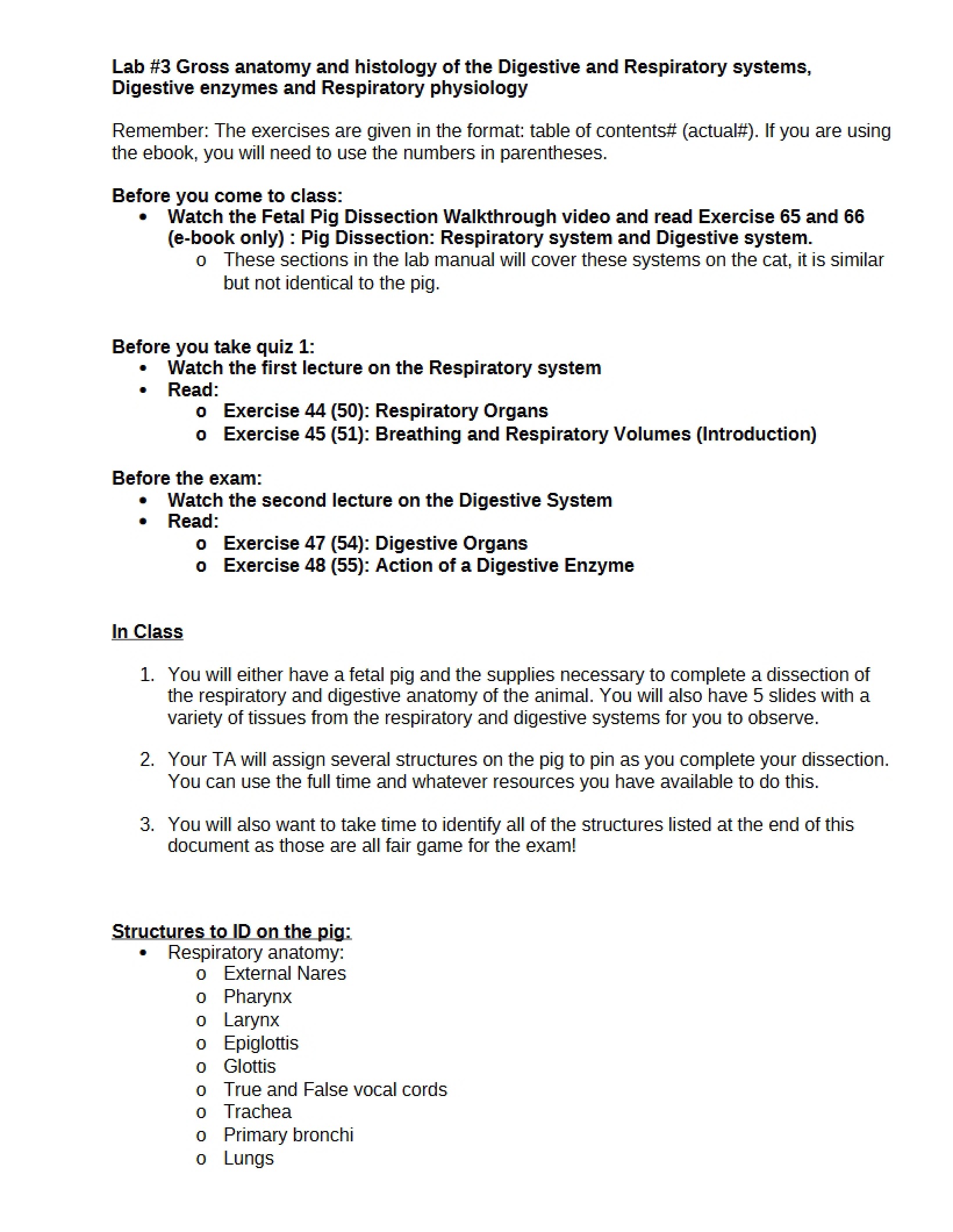 Practical Exam 3 List