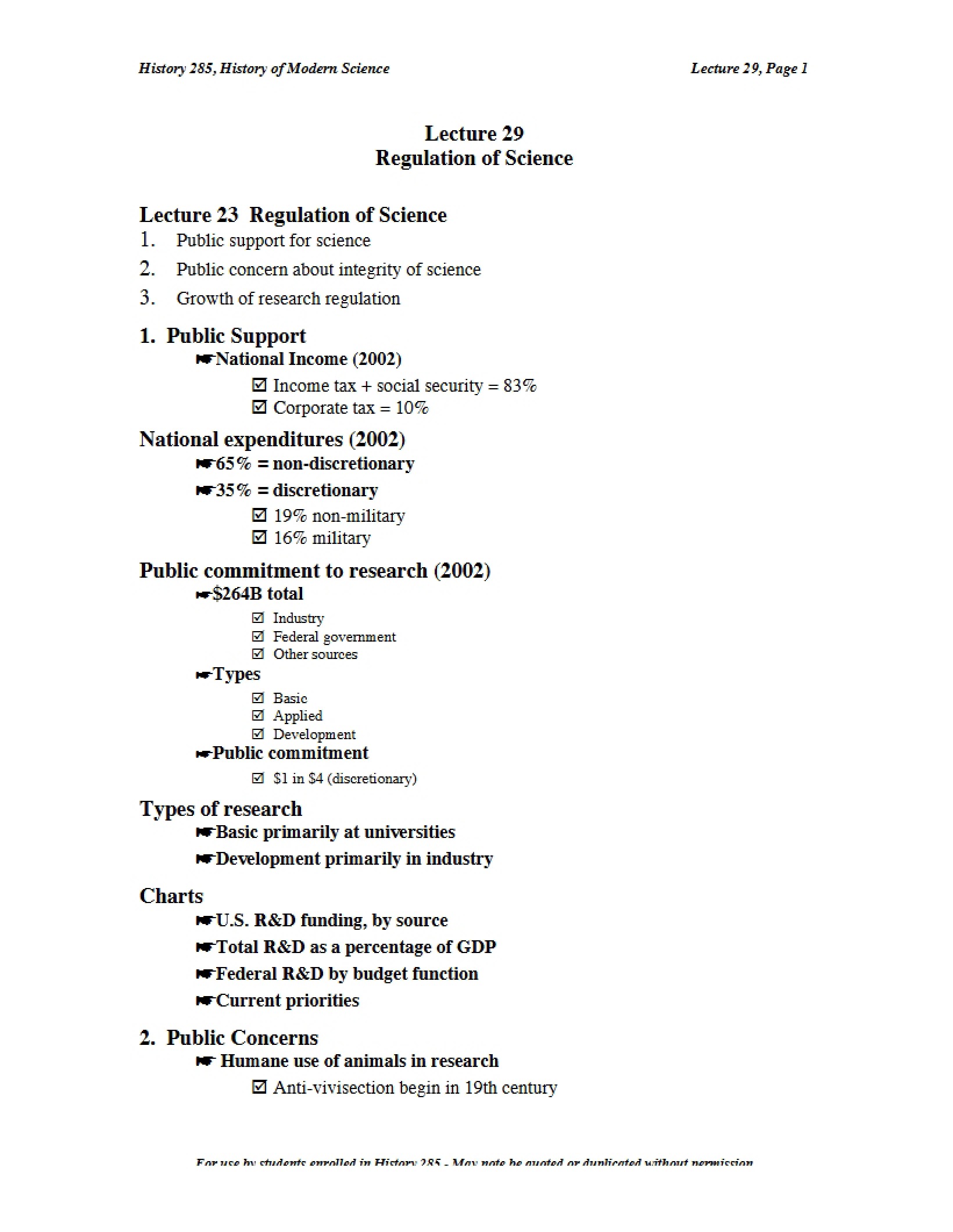History of Modern Science - HISTORY 285