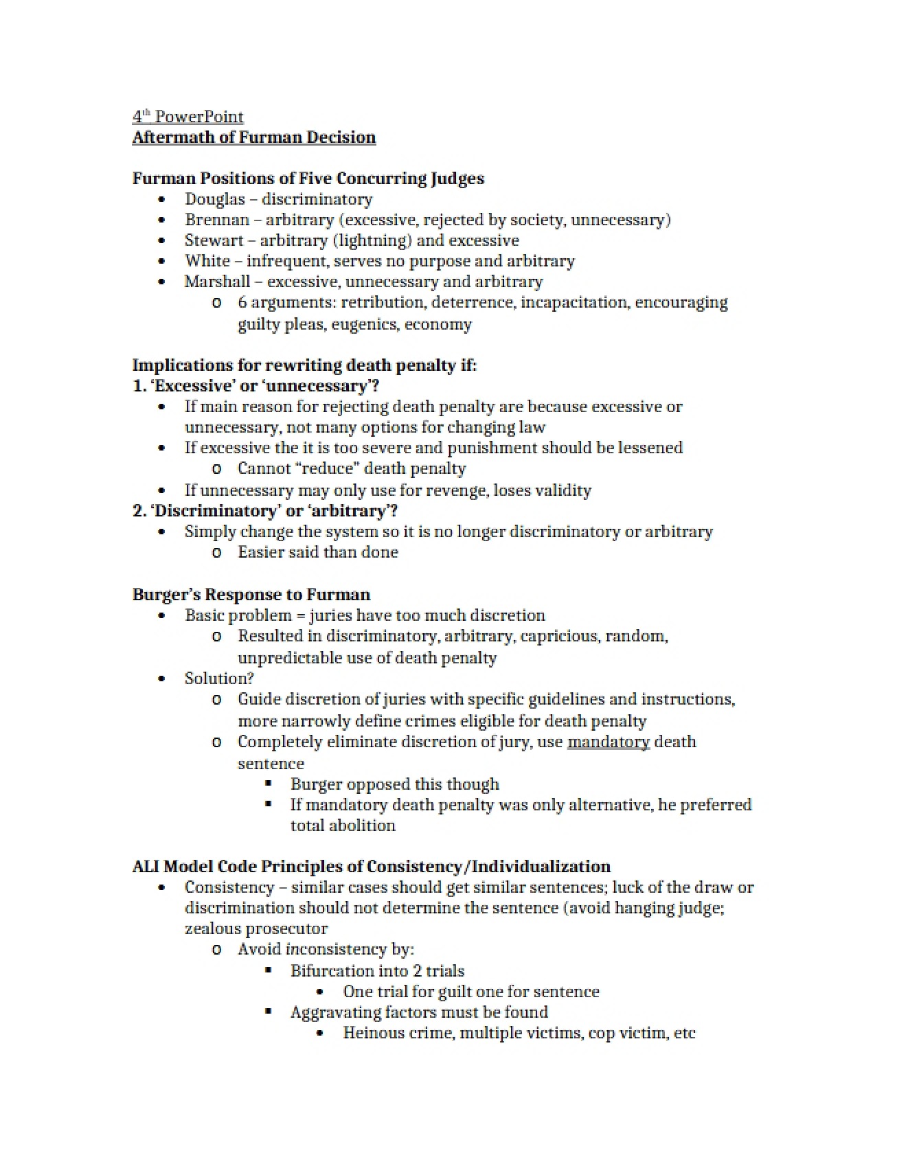 Consequences of the Furman Decision