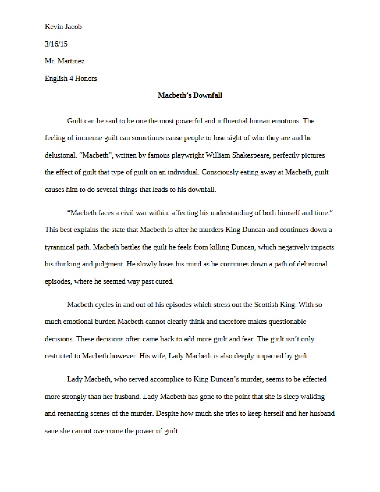 Downfall of Macbeth