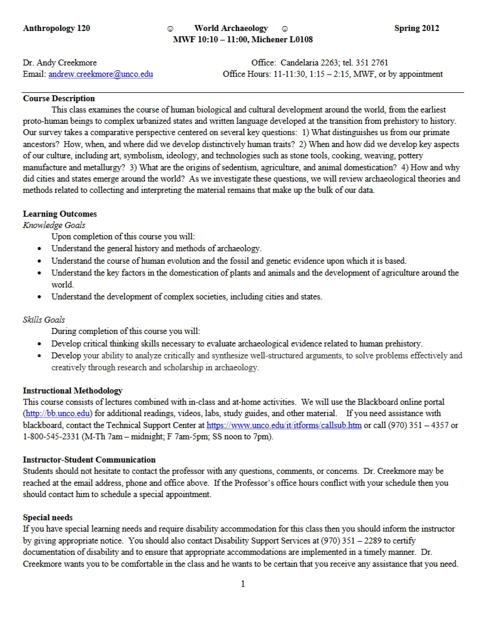 Syllabus World Archaeology