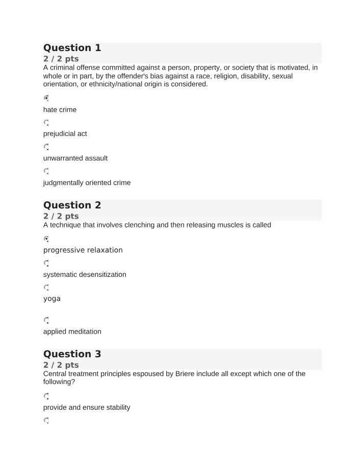 Quiz on Hate Crimes and Techniques for Relaxation