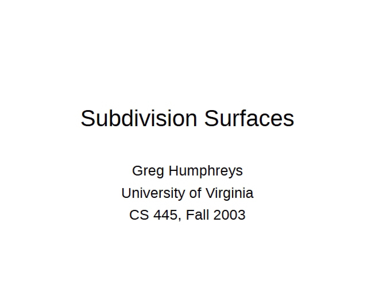 Surfaces via Subdivision