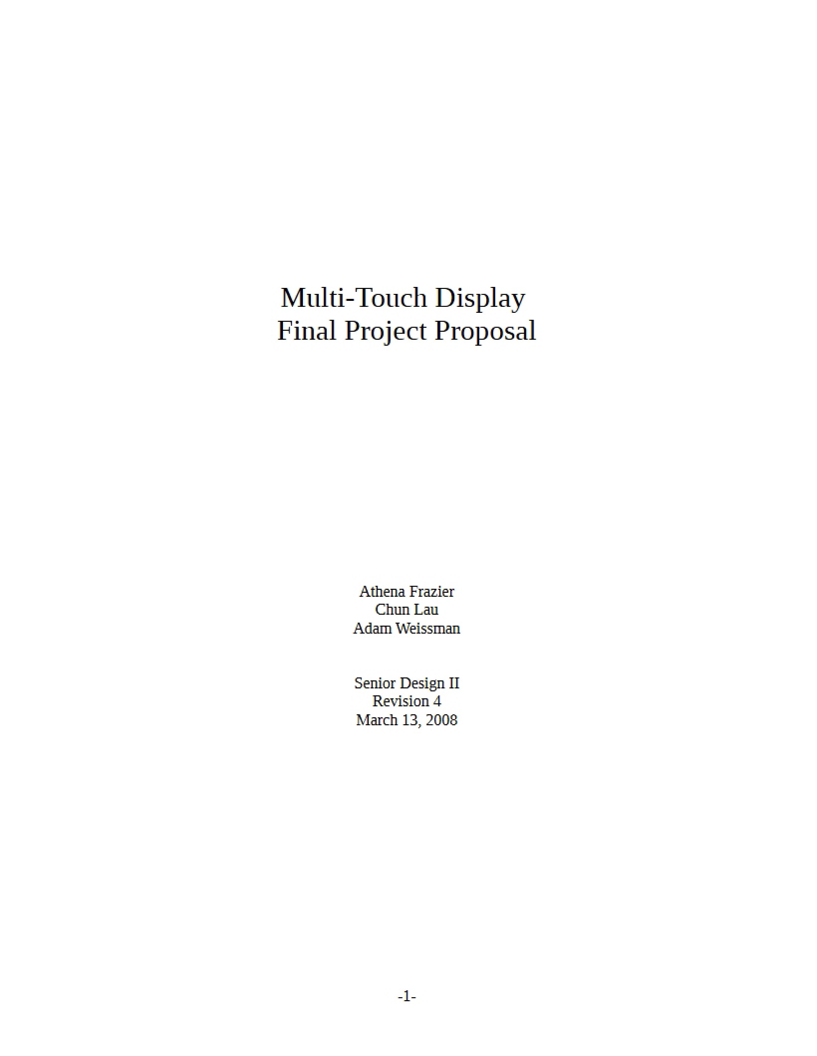 Final Project Proposal for Multi-Touch Display