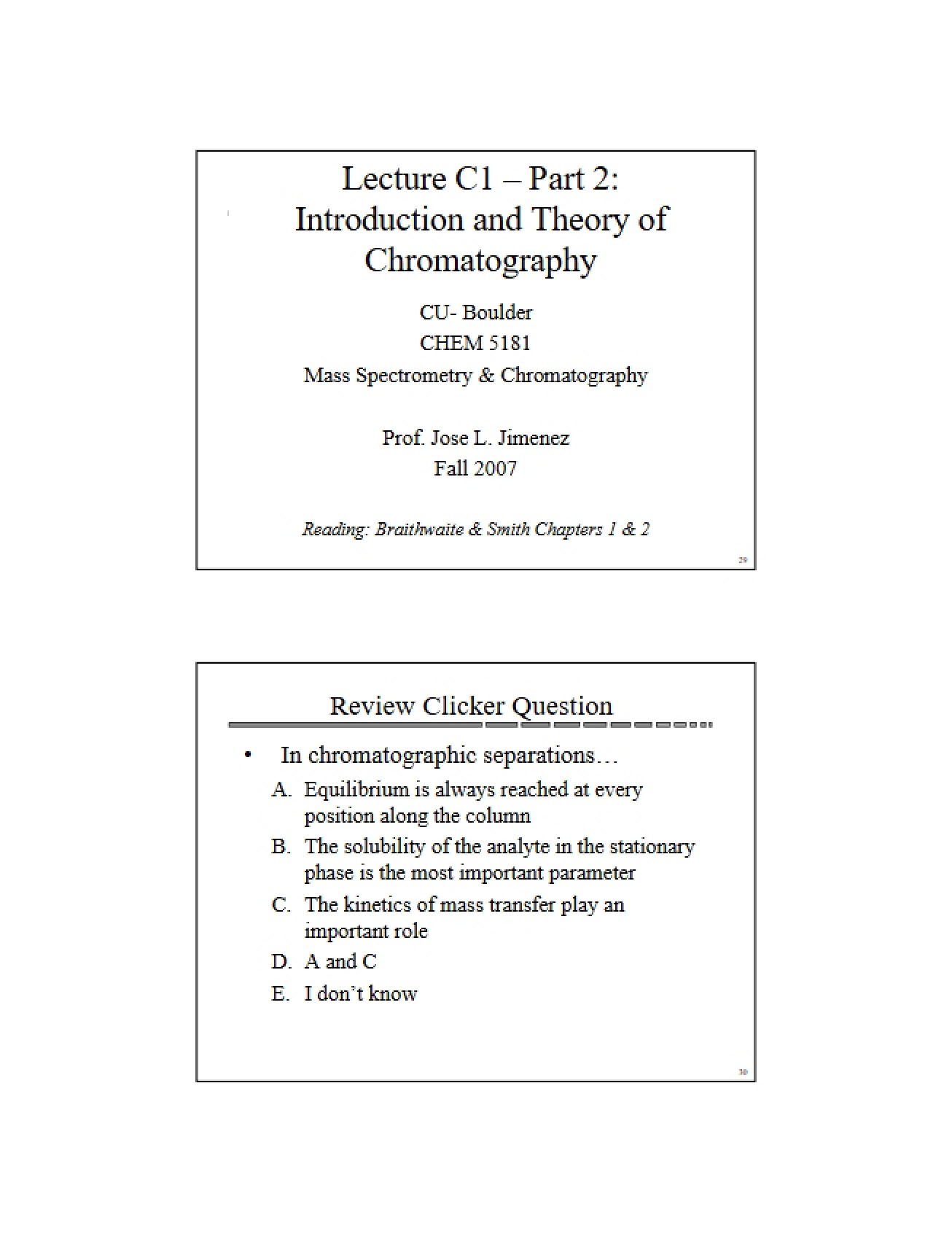 Basic Principles and Theory of Chromatography
