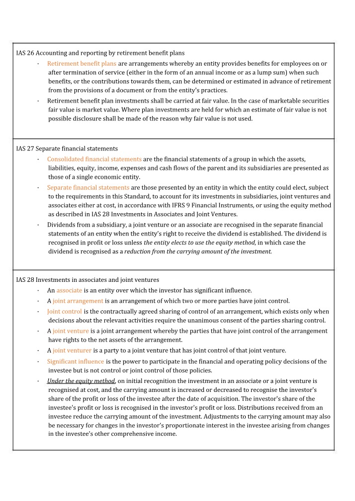 Summary Notes for IAS 26, 27, 28, 29, and 32