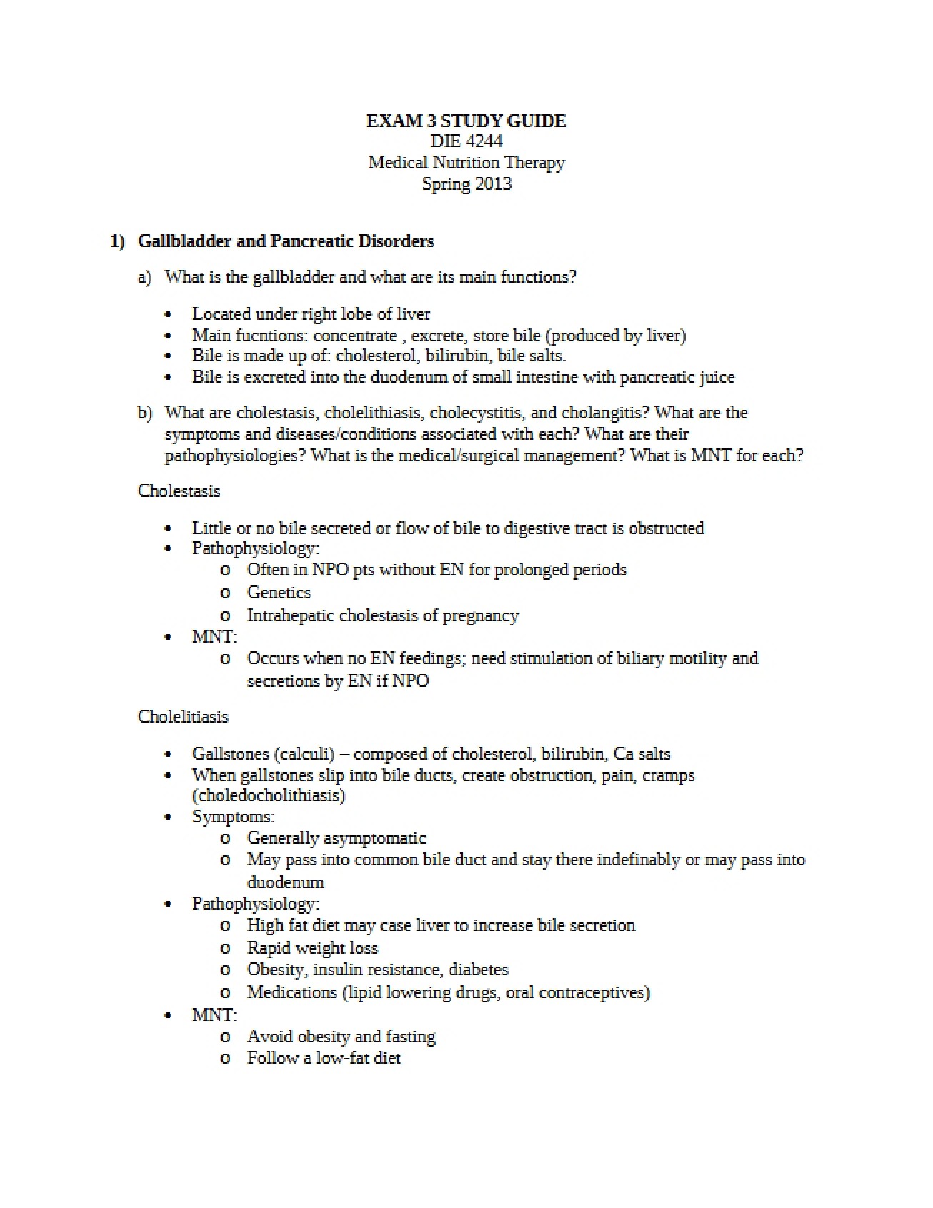 Nutritional Management of Gallbladder and Pancreatic Disorders