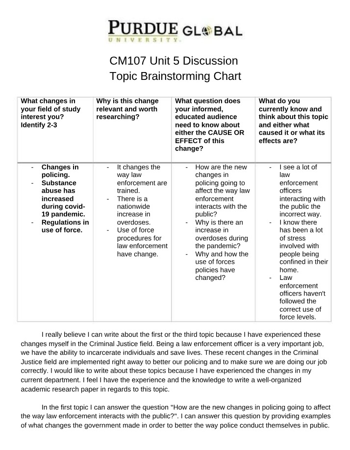 Impact of Changes in Policing on Law Enforcement-Community