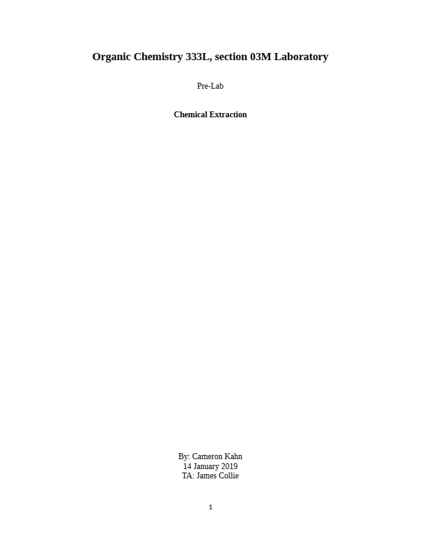 Pre-Lab Report Chemical Extraction