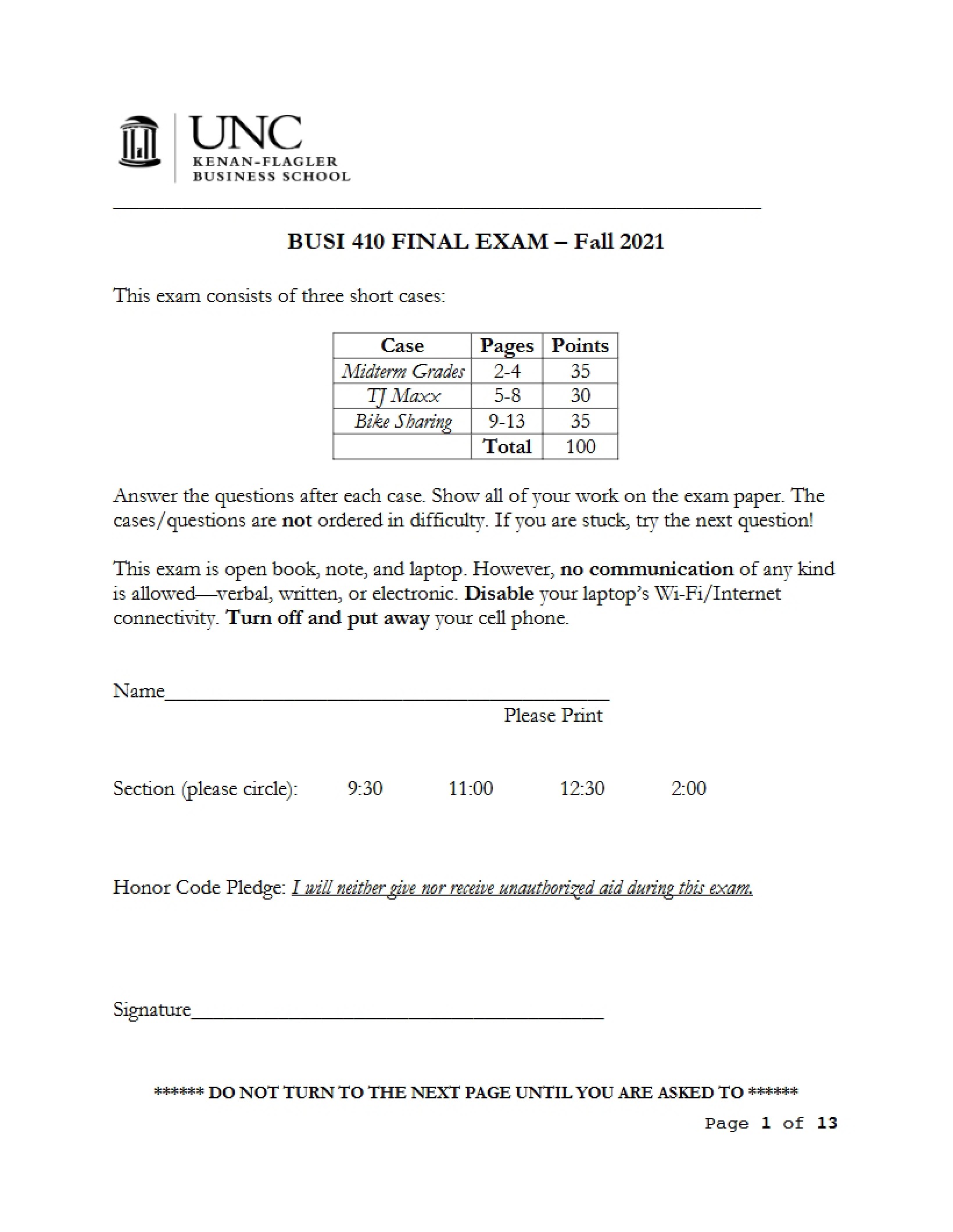 Business Analytics Final Examination