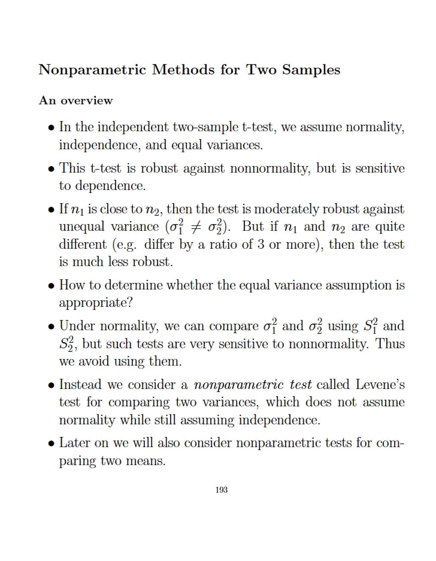 Two-Sample Nonparametric Methods