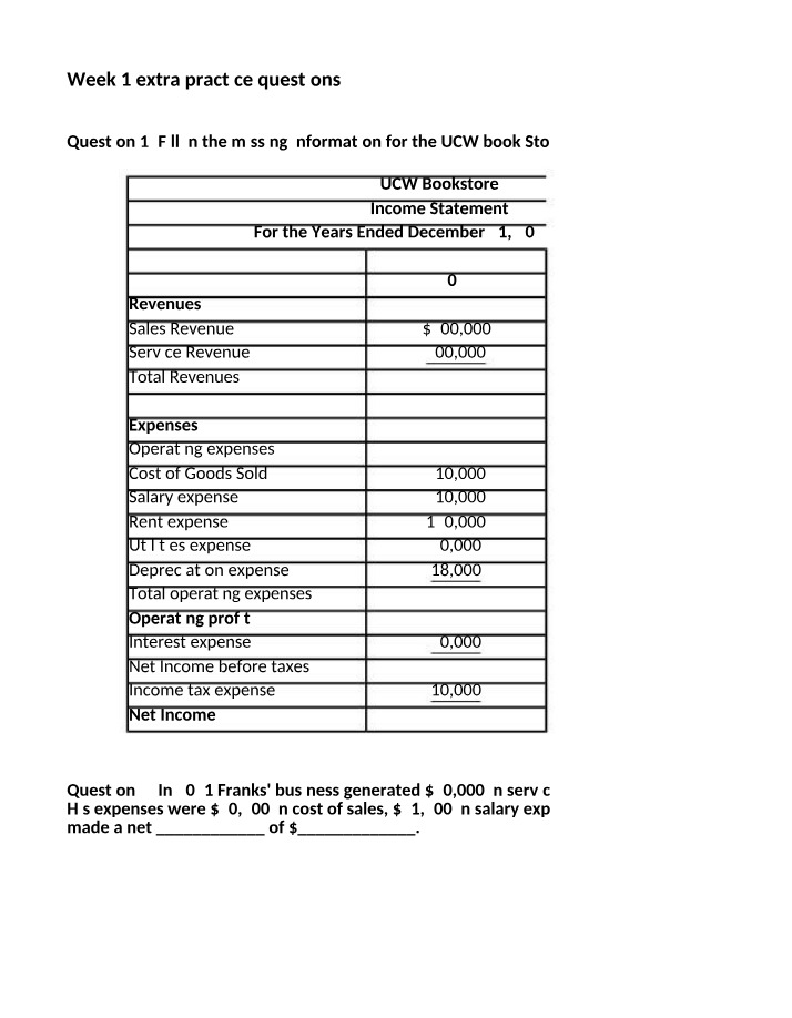 Extra Practice Questions for Week 1