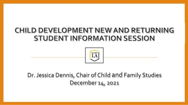 Child Development Major Information Session - Comparing Option I and II