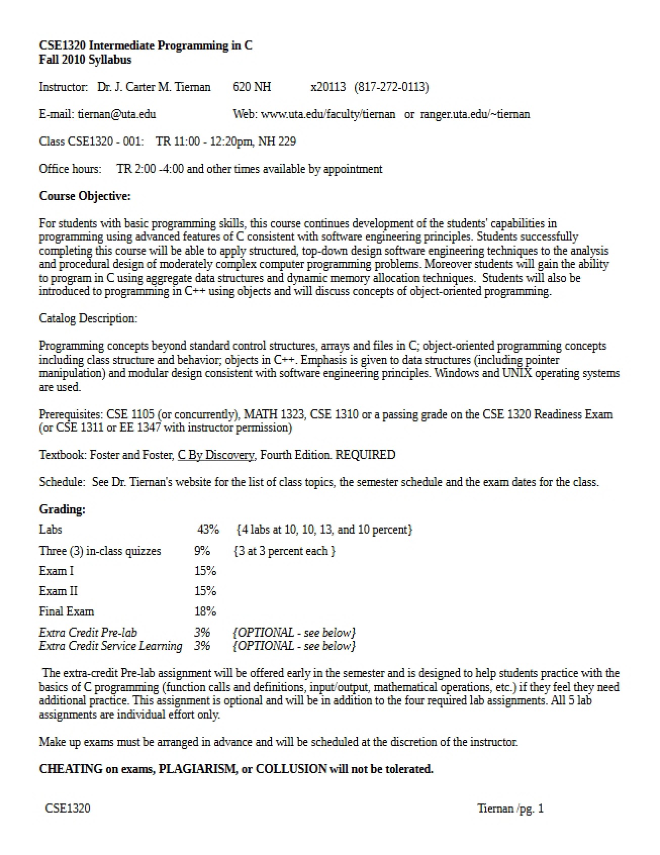 Syllabus for Class