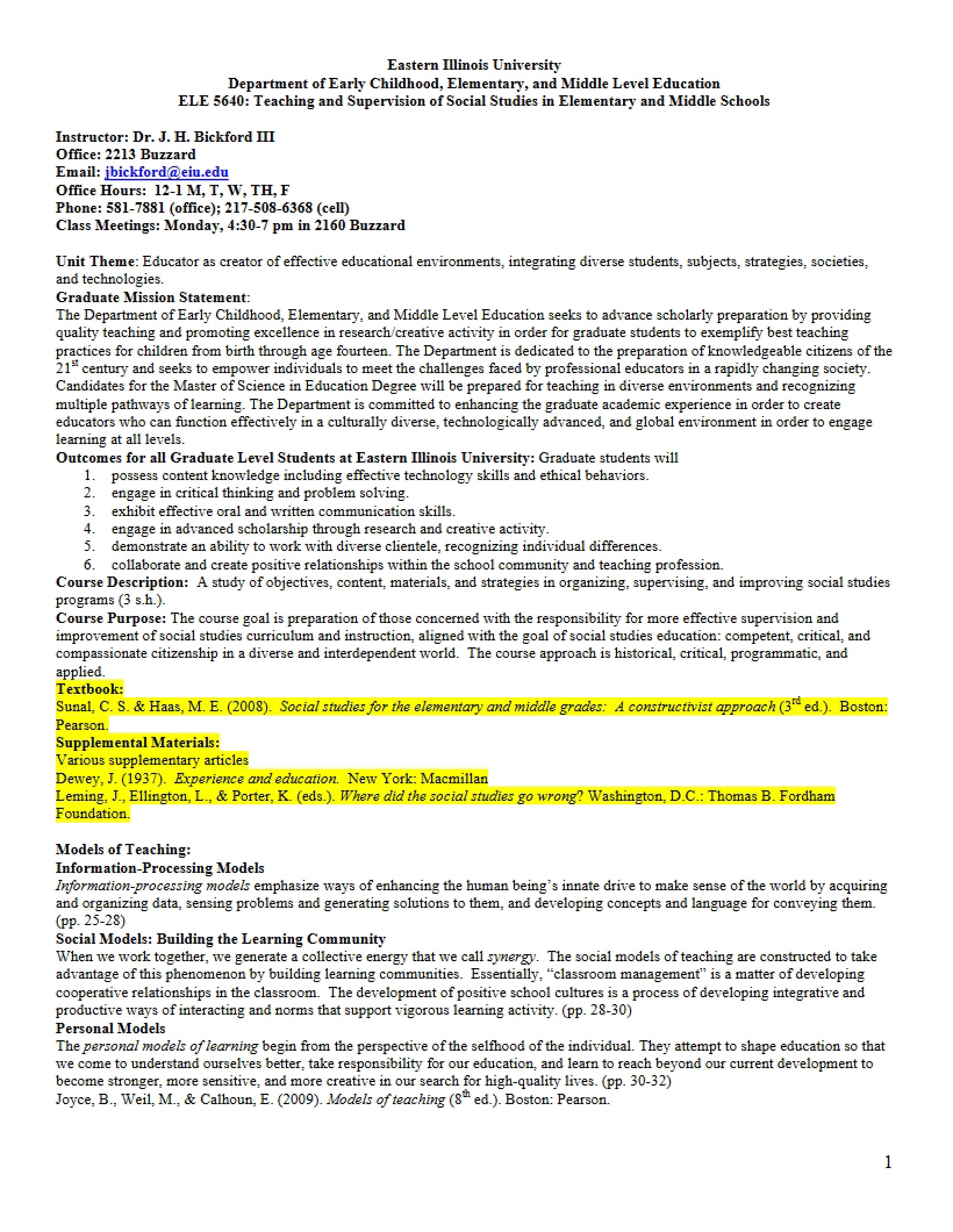 Syllabus - 8 Pages