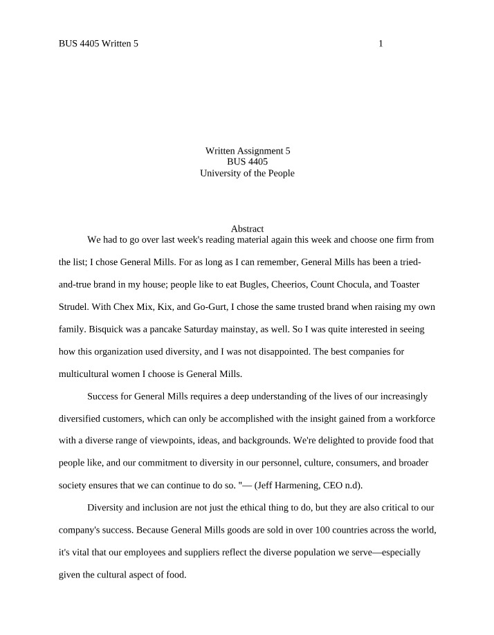 Written Assignment 5 - BUS 4405