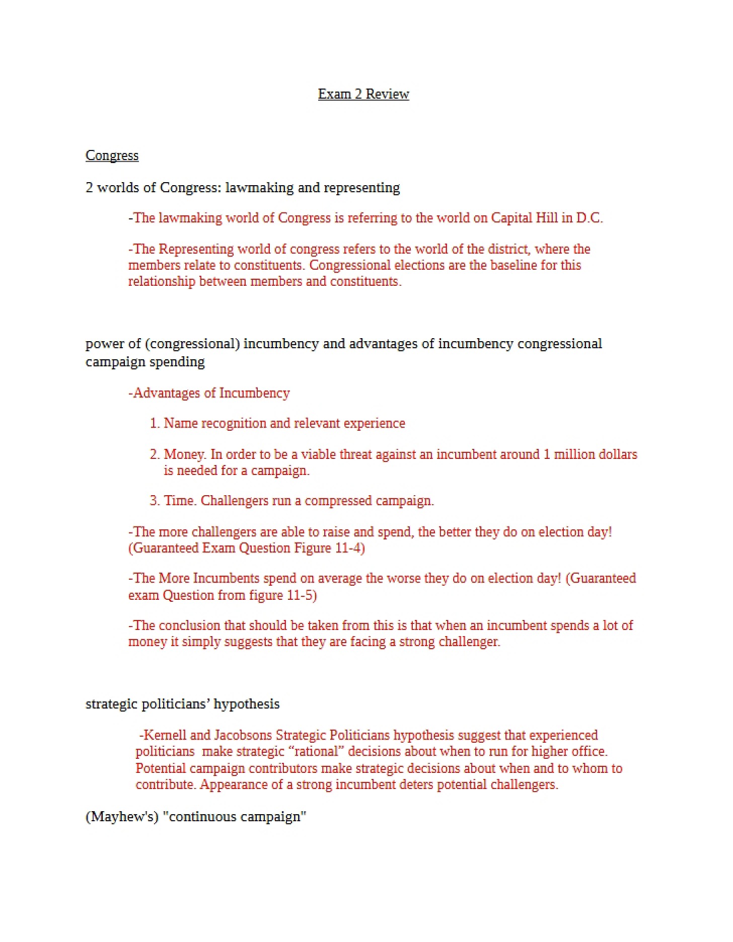 Reviewing Exam 2