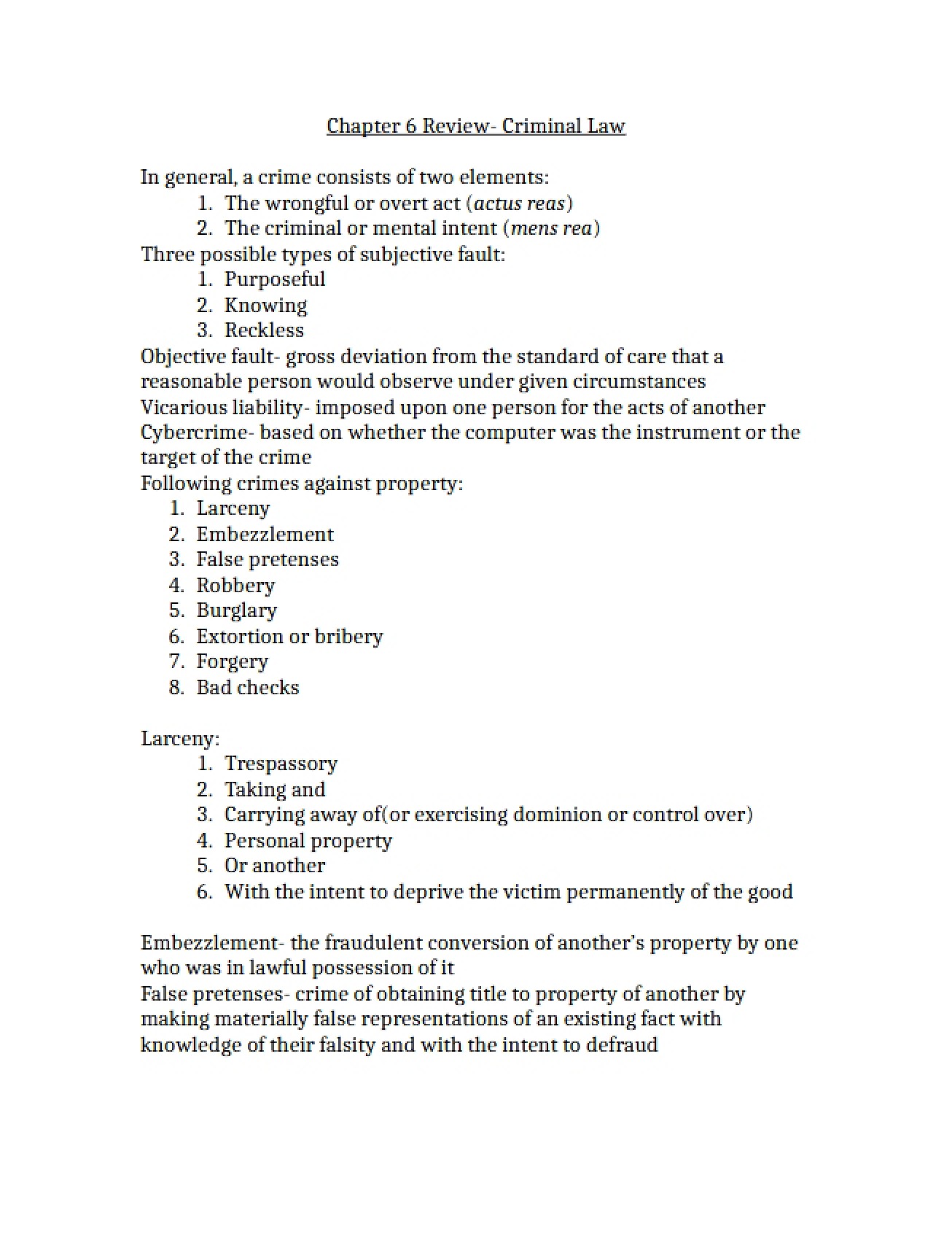 Reviewing Chapter 6