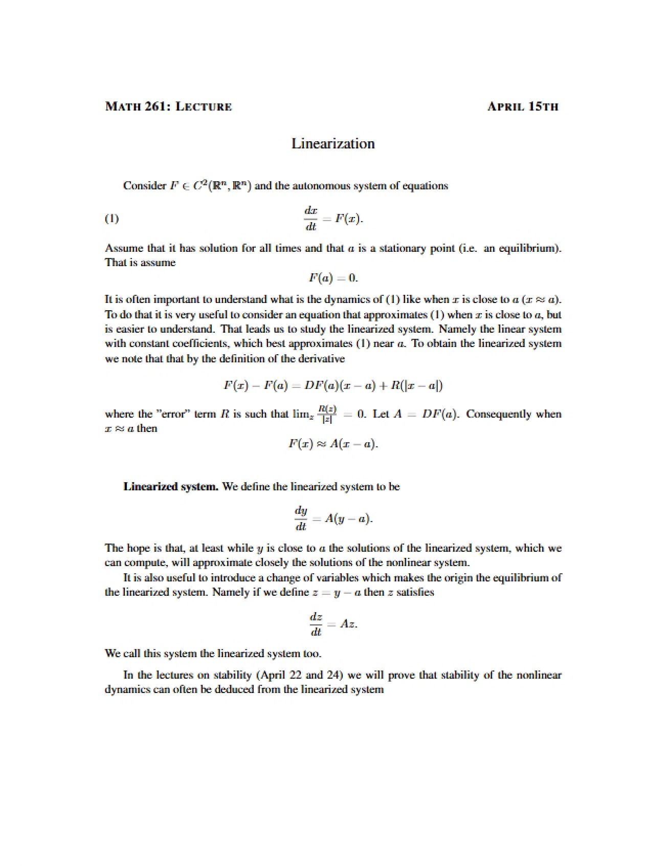 Linearization Lecture