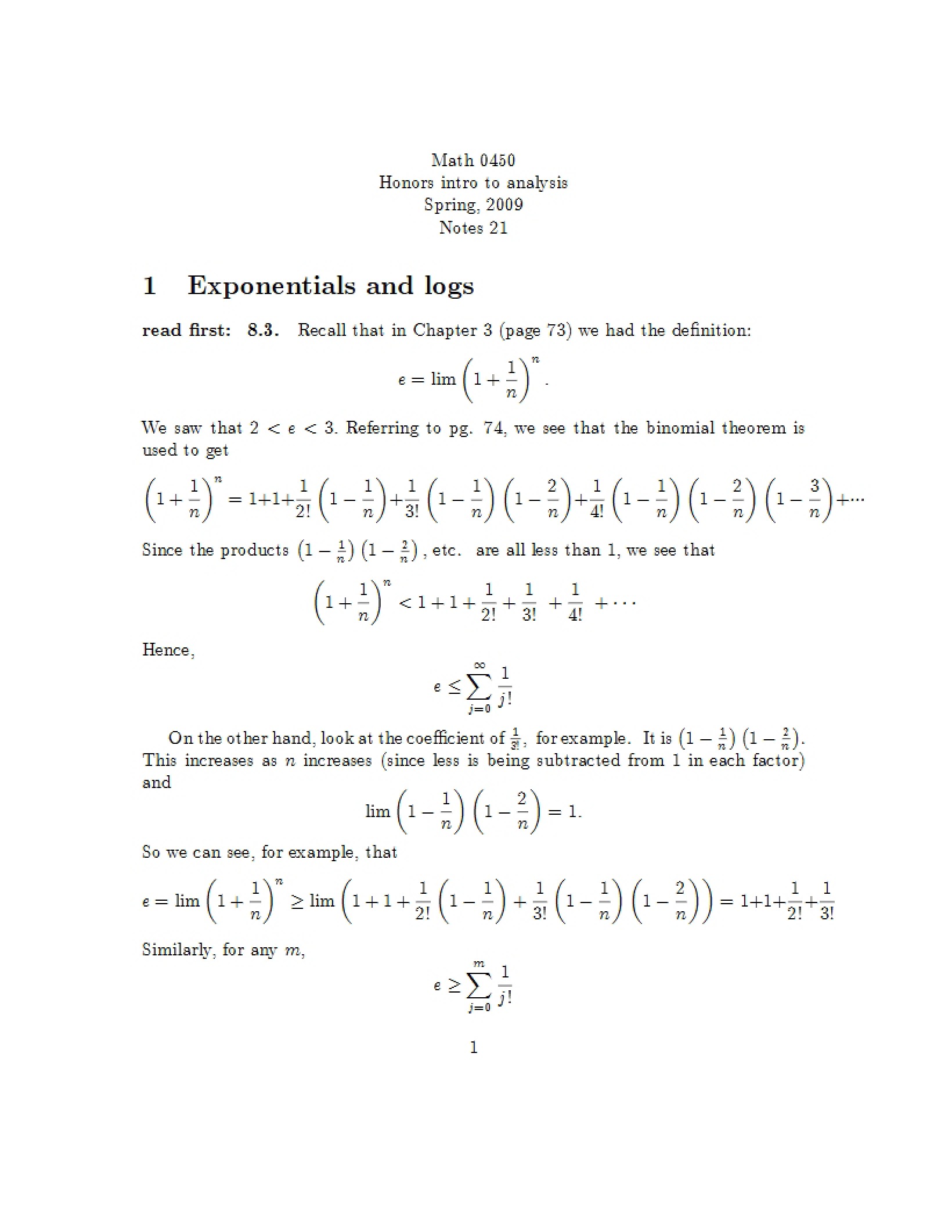 Logs and Exponentials