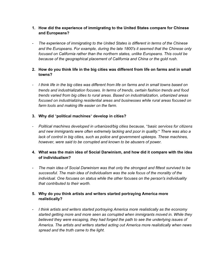 US History - Questions and Answers