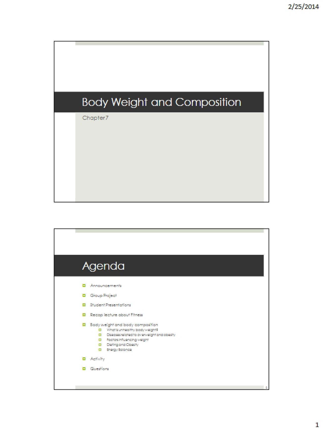 Body Weight and Composition