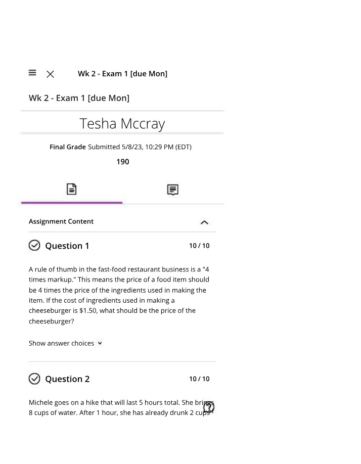 Week 2 - Exam 1
