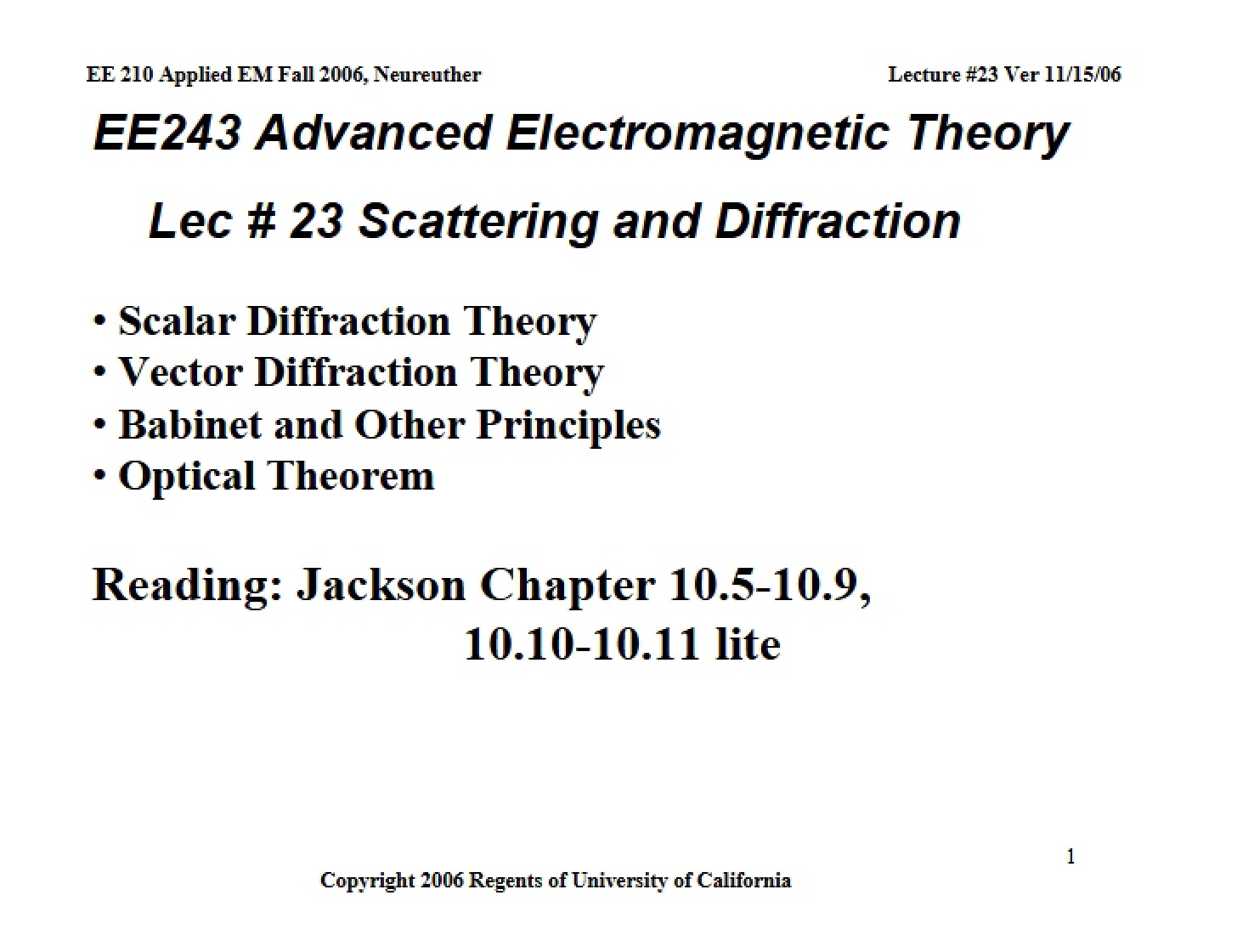 Diffraction and Scattering