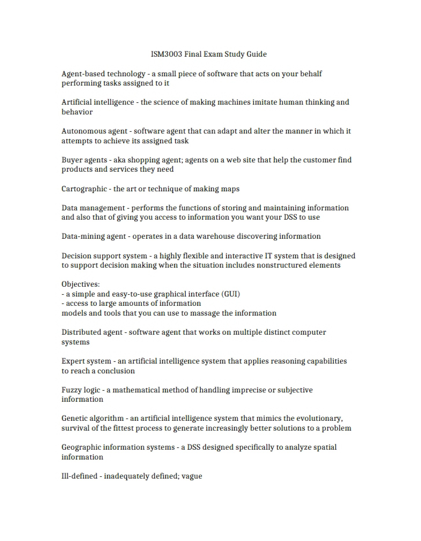 Last Major Course Evaluation