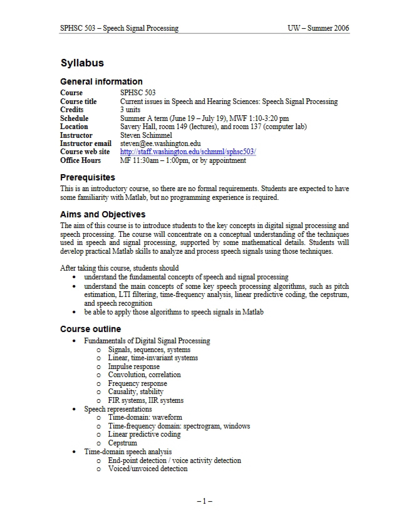 Course Outline