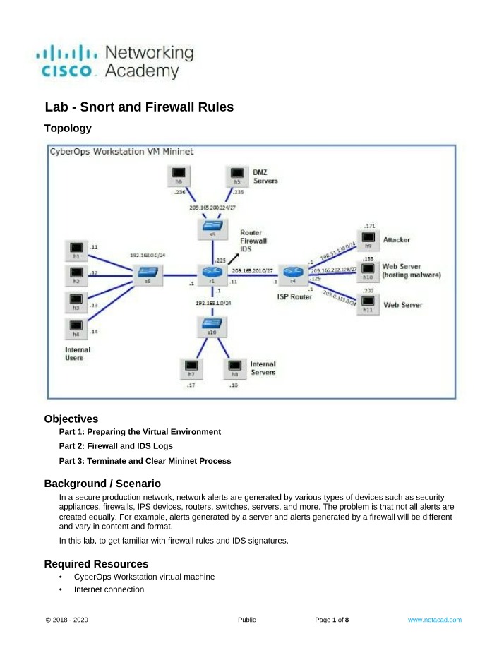 Firewall Rules and Snort Lab