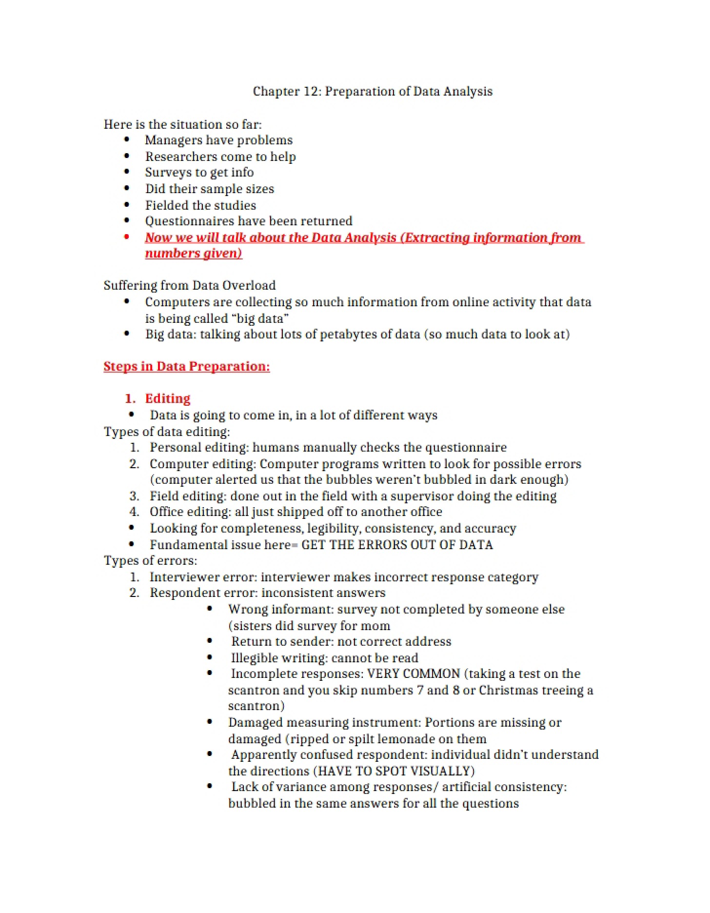 Preparing Data Analysis (Ch 12)