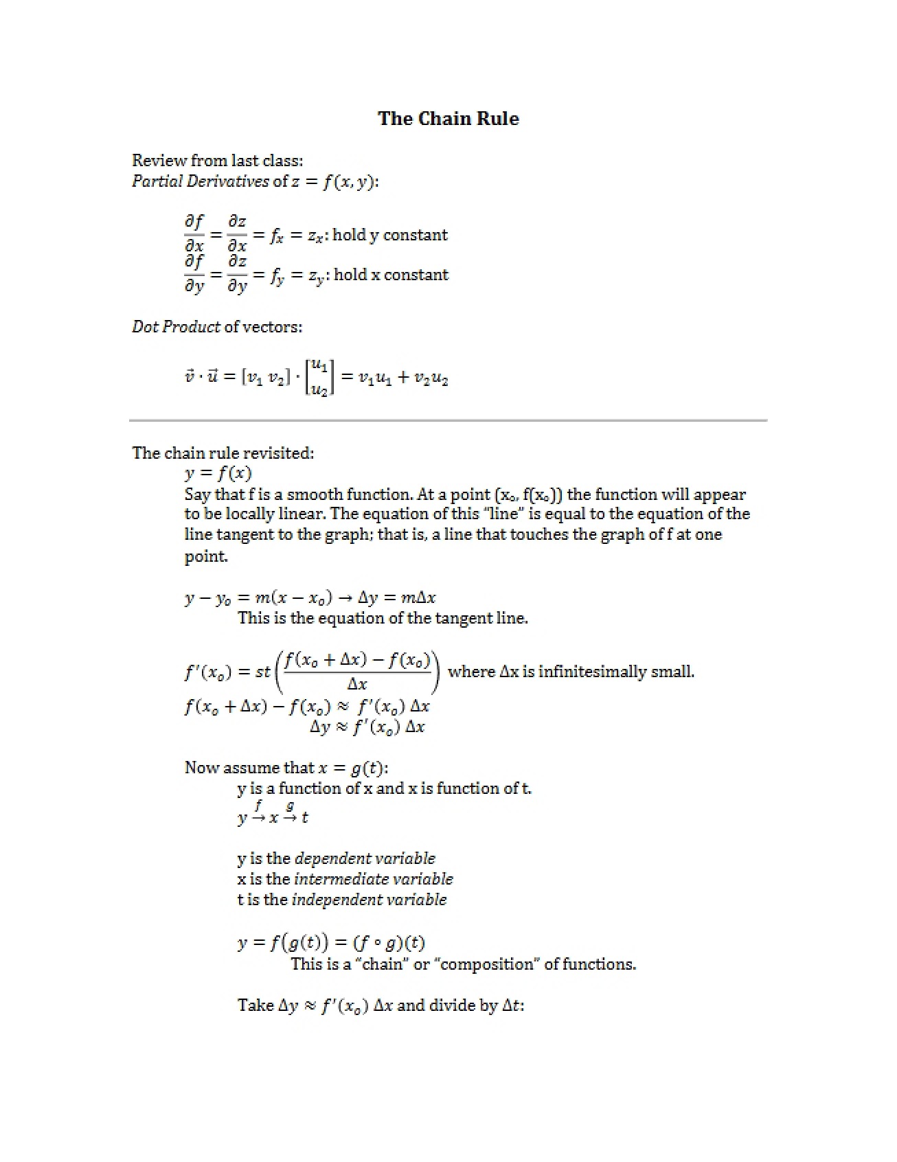 Chain Rule Concepts