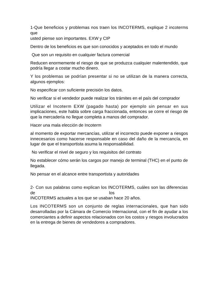 Analisis de Derechos Consumidor e Incoterms