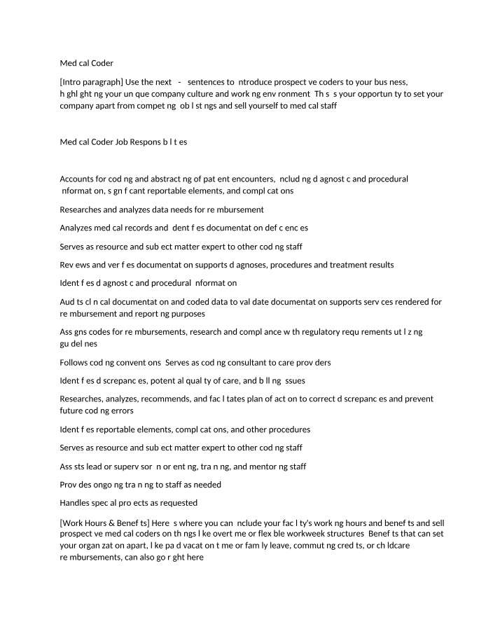 Medical Coder Job Responsibilities for Analyzing Records