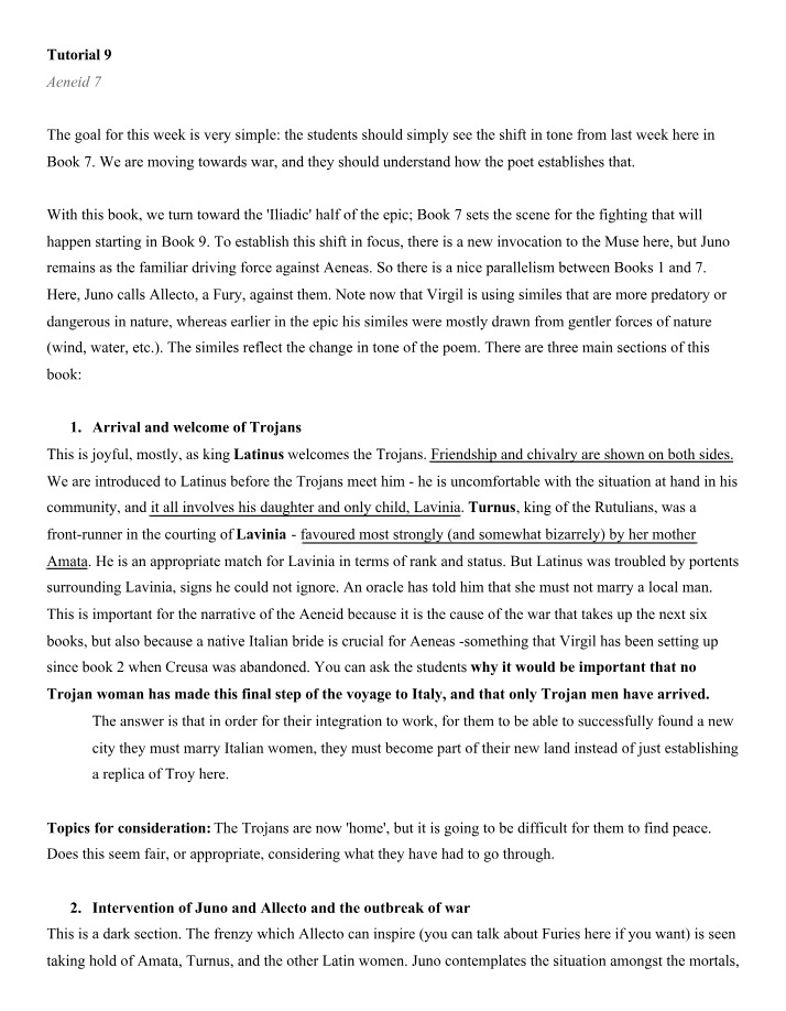Tone and Conflict in Aeneid Book 7 - The Shift to War