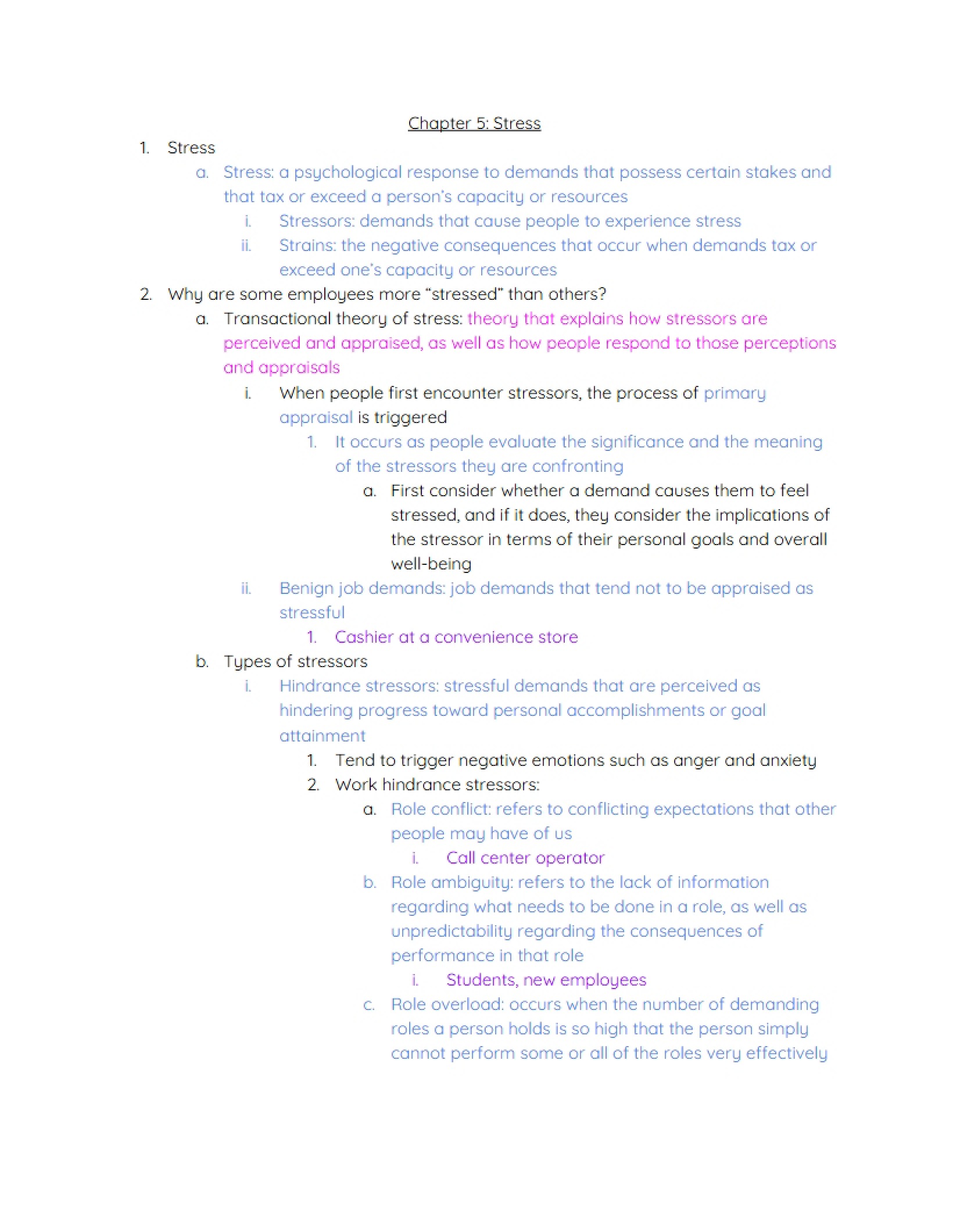 Stress Management (Chapter 5)