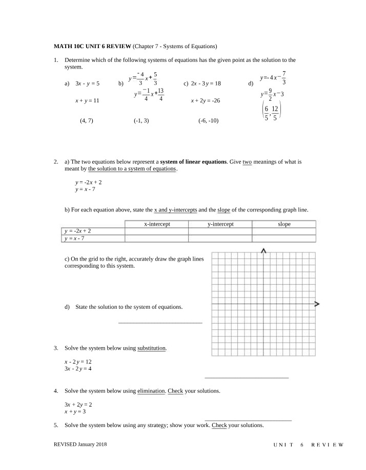Systems of Equations - Math 10C