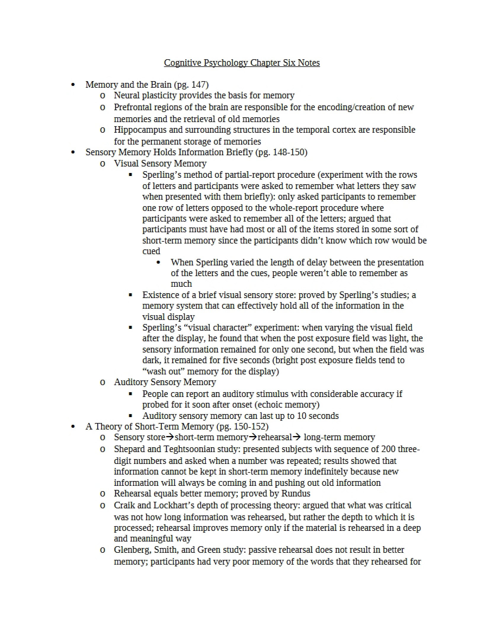Notes on Cognition Chapter 6
