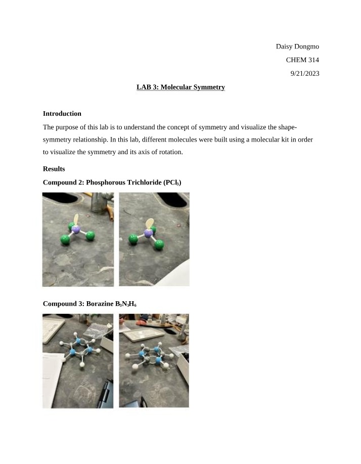 Molecular Symmetry - Lab 3