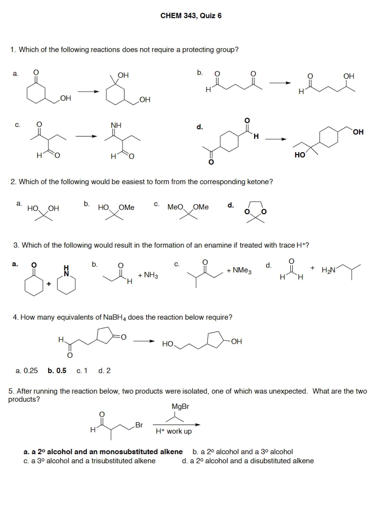 Key for Quiz 6