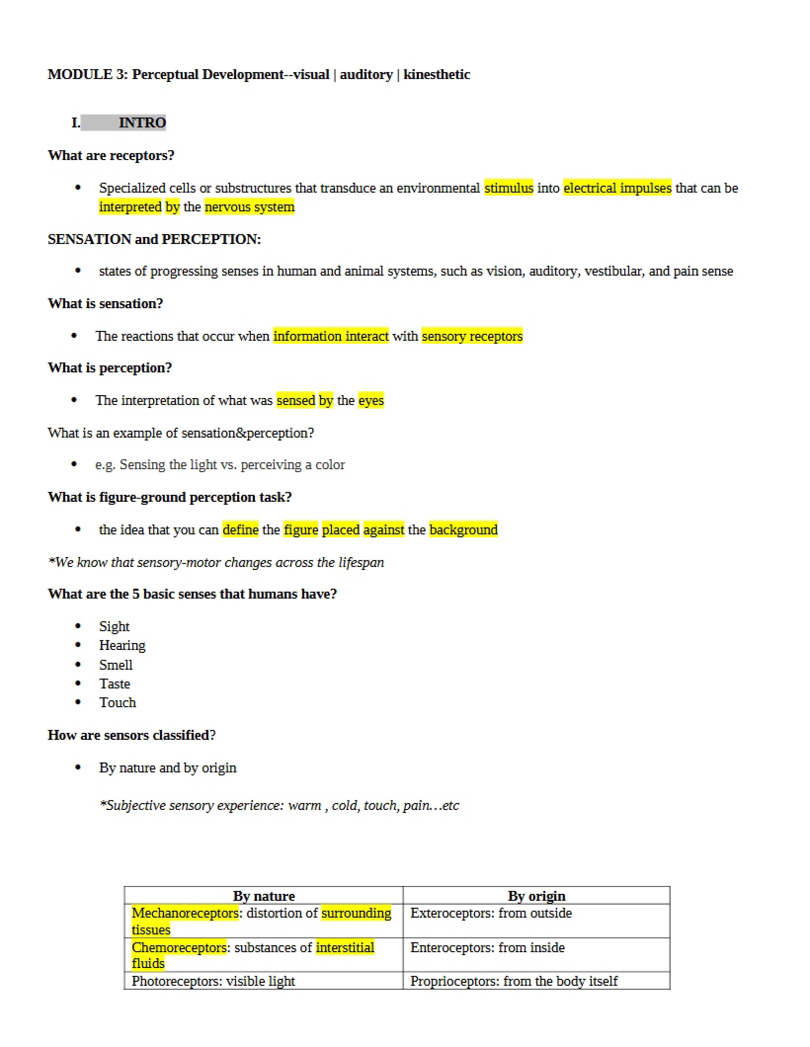 Perceptual Development Module 3