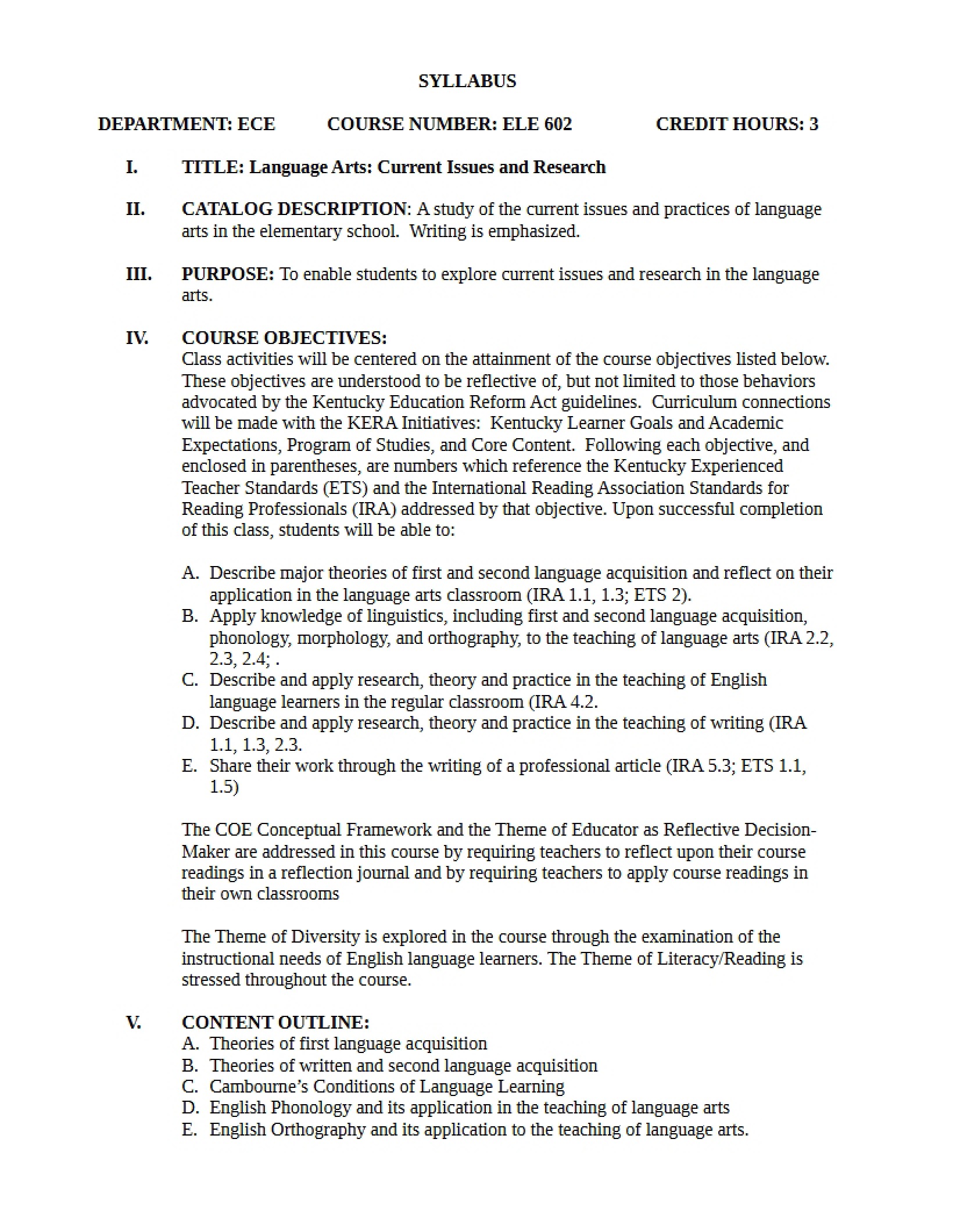 Syllabus - 3 Pages