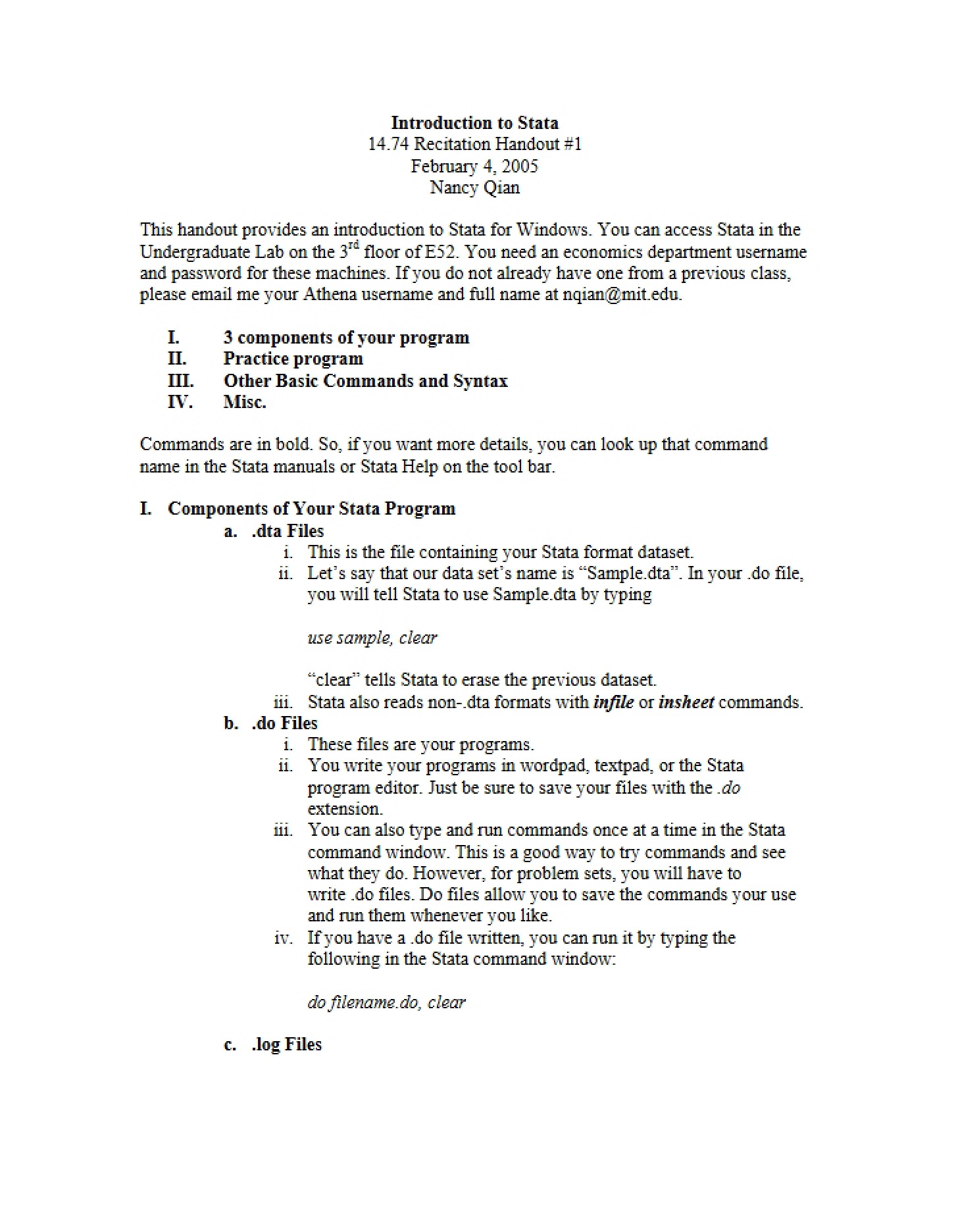 Stata Software Introduction