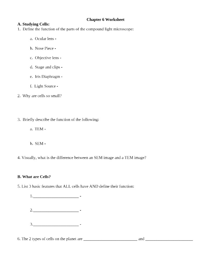 Worksheet for Chapter 6