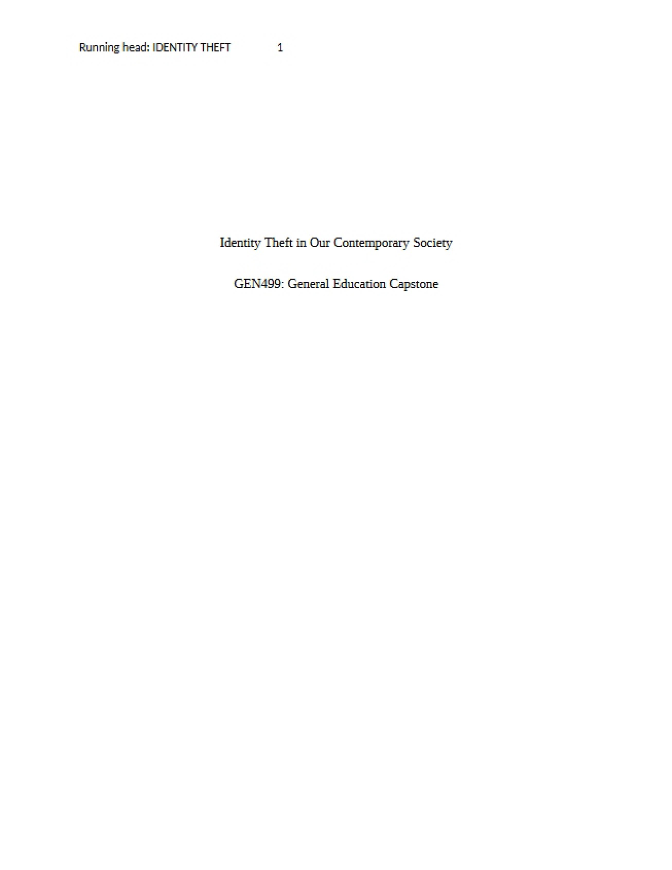 Identity Theft in Contemporary Society
