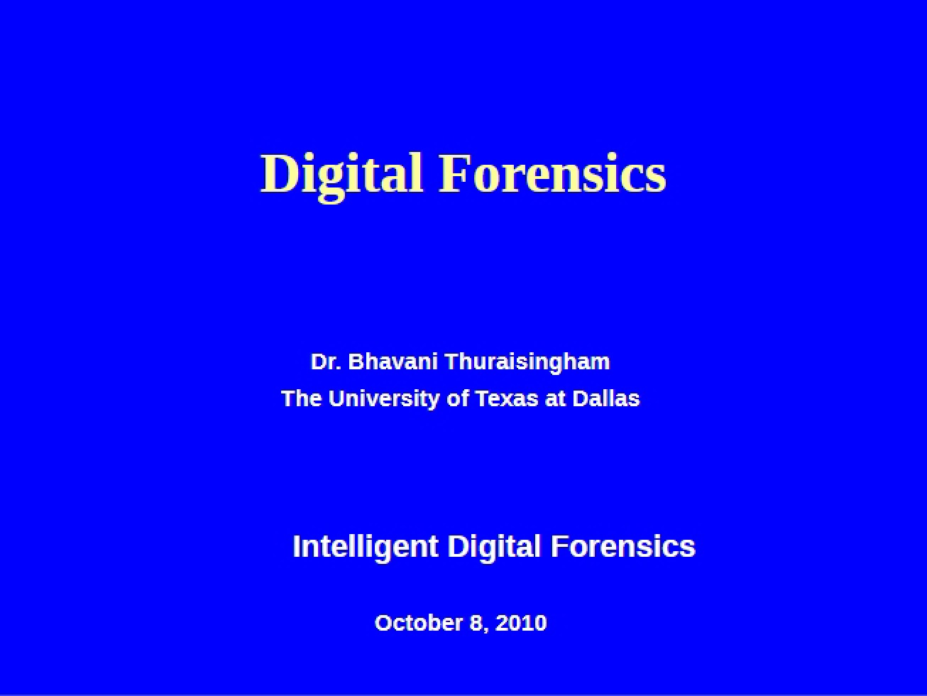 Digital Forensics Intelligence